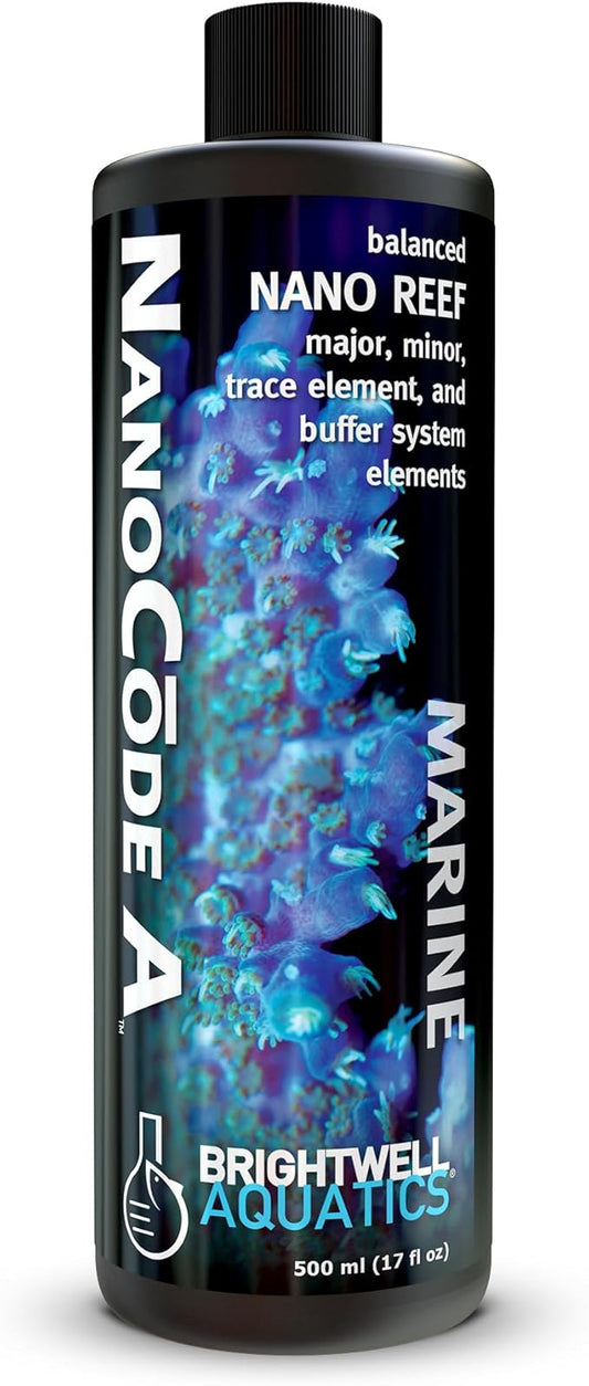 Brightwell Aquatics NanoCode A – Balanced Calcium, Magnesium & Trace Elements for Nano Reef Aquariums – Supports Coral Growth & Aragonite Formation – No Phosphate or Silicate, 500 ml