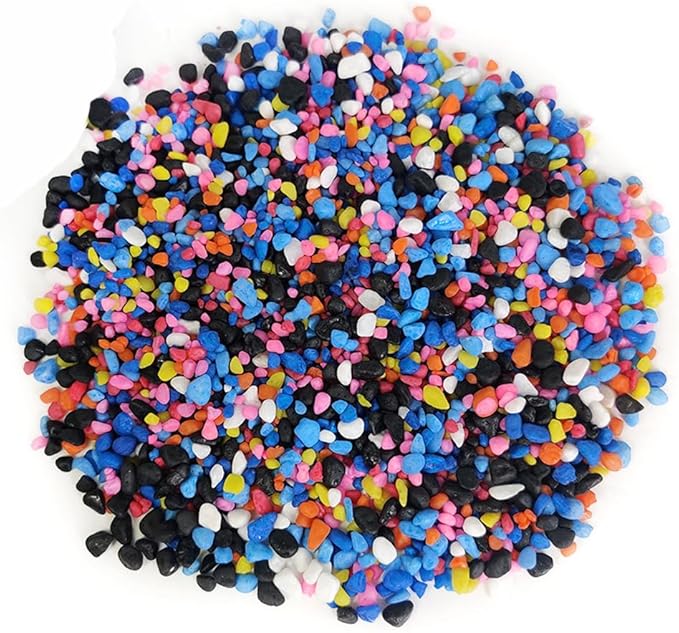 HappyFiller Mix Colored & Black Pea Gravel,Colorful Pearlized Stones for Succulent Cactus Aloe Plants, Bonsai Soil Cover,Terrarium Fairy Garden Landscape,Vase Fillers,Fish Bowl,Home Decor,3-6mm