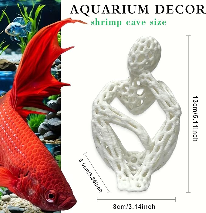 LIYAOLI Shrimp Hide Cave for Aquarium Sculpture Decor- Modern Shrimp Hiding Spots for Tank,3D Printed White Fish Tank Accessories Decorations, Safe Shelter for Shrimps/Betta/Turtles (White)
