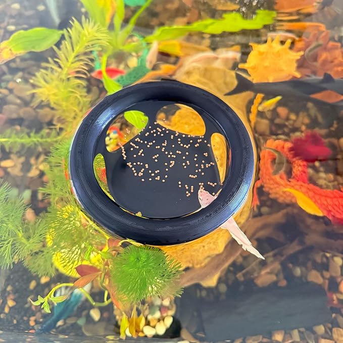 HOZOE Floating Betta Fish Hideaway, Aquarium Suspended Resting Spot, Feeder for Small Fish and Shrimp, 3D Printed, Decorative Floating Cave Accessory for Aquariums. (Black)