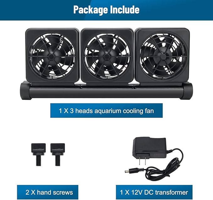 Aquarium Fan 2 3 4 Heads, Aquarium Chillers Cooling Fan Adjustable Fish Tank Cooling Fan with 2 Wind Speed Fan for Water Tank, Aquarium Tank Chiller (3 Head)