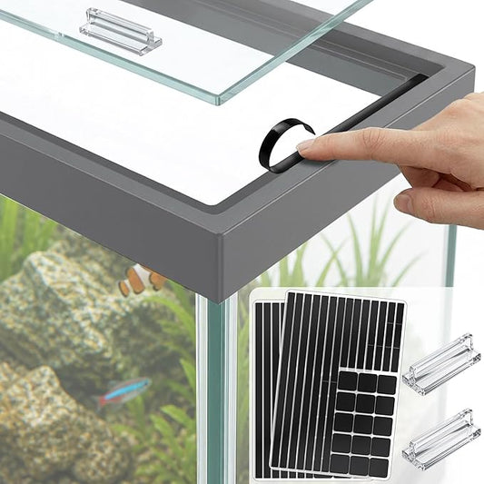Aquarium Lid Bumpers, Fish Tank Lid Cushion Pads, Anti Vibration Pads for Filter & Air Pump, Reduce Aquarium Noise & Rattling, Quiet Fish Tank Accessories with Handles for Rimmed Aquariums