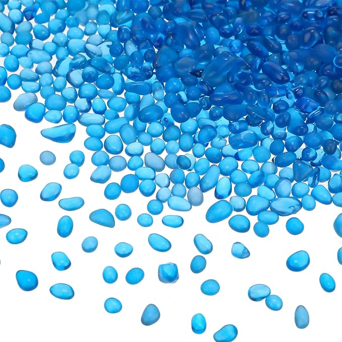 6.6 lb Fish Tank Gravel Glass Pebbles Sea Blue Aquarium Gravel Fish Tank Pebbles Fish Tank Rocks Aquarium Stones for Vase Fillers Garden Aquarium Terrarium Flowerpot Potted Plants Decoration