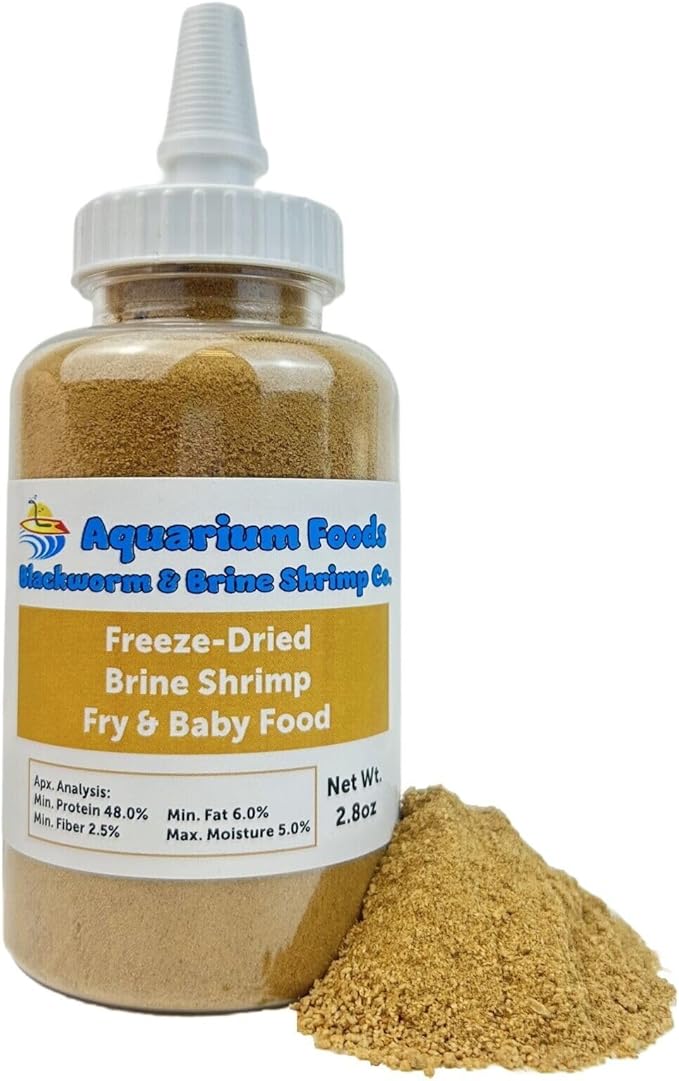 Brine Shrimp Powder-Small Bits Fry & Baby Food for Freshwater Fish, Marine Fish, Baby Pondfish, Corals, Anemones, All Tiny Nanofish, Fry and Babies…2.8oz Lg SB