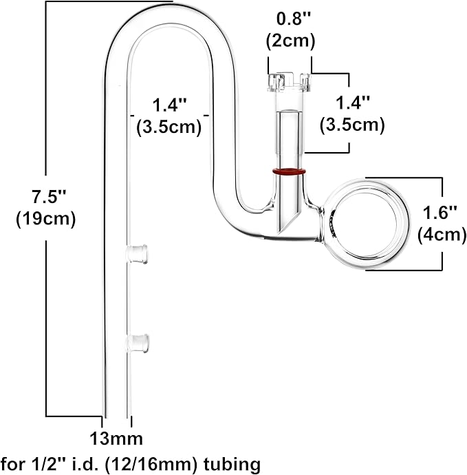 Mini Lily Pipe Set Spin Outflow with Surface Skimmer and Inflow for Nano Long Shallow Tanks (13mm for 1/2'' i.d. (12/16mm) tubing)