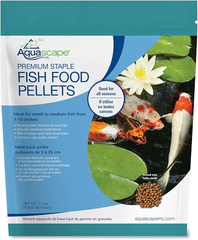 Aquascape Premium Staple Fish Food Pellets for Small to Medium Pond Fish, Small Pellet, 1.1 Pounds | 98867