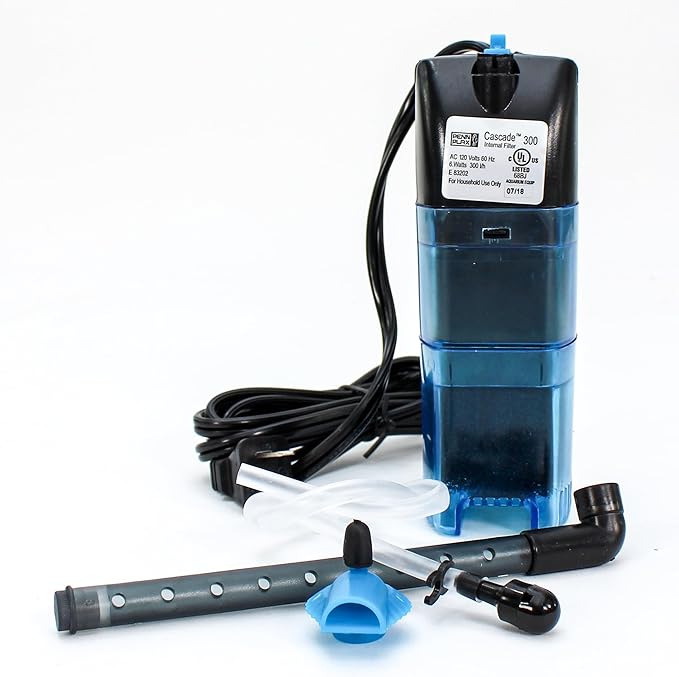 Penn-Plax Cascade 300 Fully Submersible Internal Filter – Provides Physical, Biological, and Chemical Filtration for Aquariums and Turtle Tanks