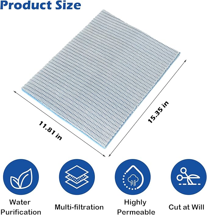 Aquarium Filter Media Pad,8-Layer 15.7 x 11.8 in Washable Cuttable Filters Sponge Pads Foam Filter Floss Accessories for Fish Tank Pond Aquariums