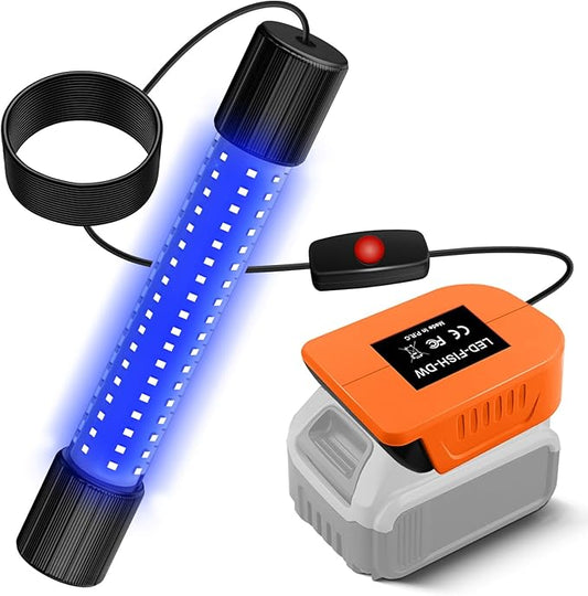 Underwater Fishing Blue Light Compatible with DeWalt 20V Battery,1300 Lumens,LED Light for IP68 Waterproof Submersible Fish Attractor Light for Night/Ice/Boat Fishing(no Battery)