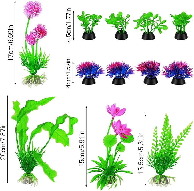 12 Pcs Fish Tank Plants Plastic Aquarium Plants, Fish Tank Accessories Aquarium Decorations Fishs Tanks Decor Aquariums Decor Plastic Plant