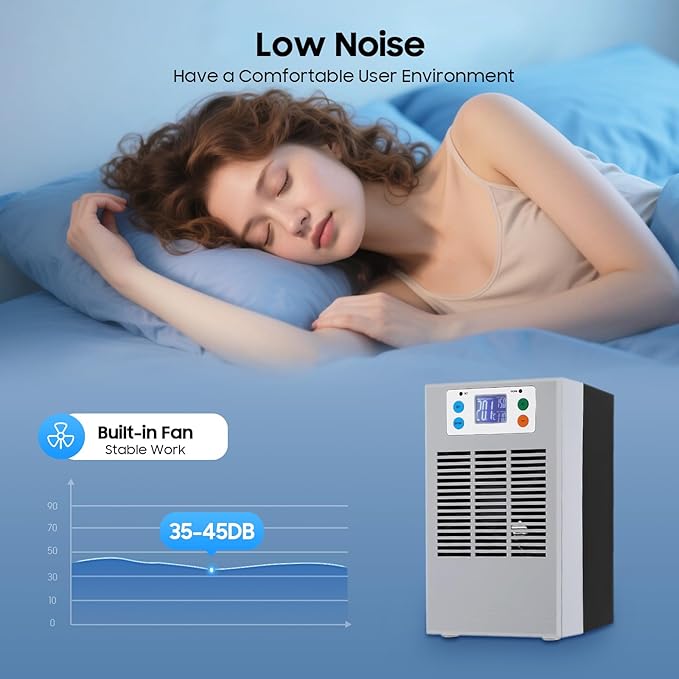 35L 100W Aquarium Water Chiller Fish Tank Thermostat Chiller Water Cooler Shrimp Tank Cooling Machine for Fresh Water Salt Water, with Water Pump