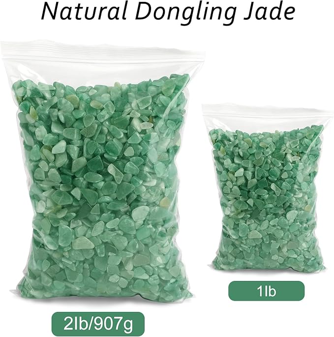 gemshan 2lb Aventurine Quartz Chips Natural Crushed Crystal Chip Bulk 7mm-9mm Tumble Healing Crystal Stone for Aquarium Vase Plant Decoration Jewelry DIY