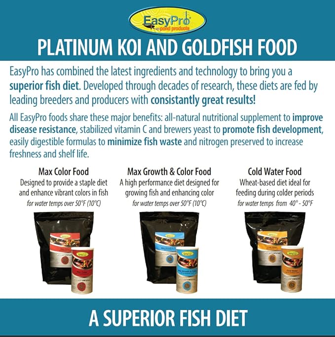 EasyPro CWF5 Cold Water Koi and Goldfish Food | Wheat Germ Spring and Fall Formula | Low Protein and Low Fat | Floating Pellets 5mm | 5 lb