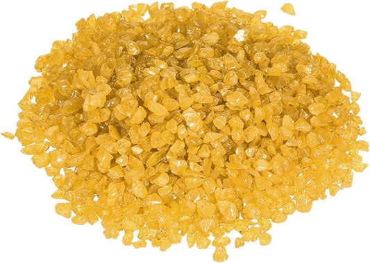 MECCANIXITY Decorative Glass Gravel 320g/0.7Lbs Irregular Rock Sand Stone Yellow for Fish Tank Plants Decoration