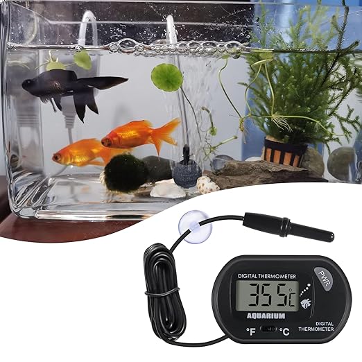 4Pack Aquarium Thermometer, Reptile Fish Tank Thermometer, Digital Thermometer, Terrarium Water Temperature Test, with Large LCD Display