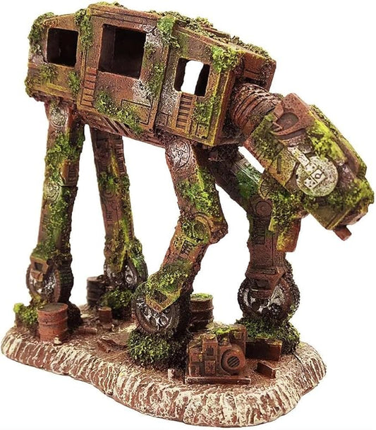 SLOCME Aquarium At-At Imperial Walker Decorations - Fish Tank Resin Robot Tropical Betta Fish Hide Cave Ornament