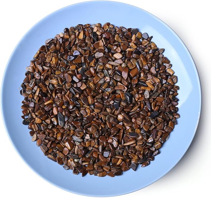LAIDANLA Tiger Eye Crushed Stone Crystal Chips Bulk Natural Gemstones Healing Reiki Crystals Mini Quartz Vase Filler Aquarium Gravel 100g