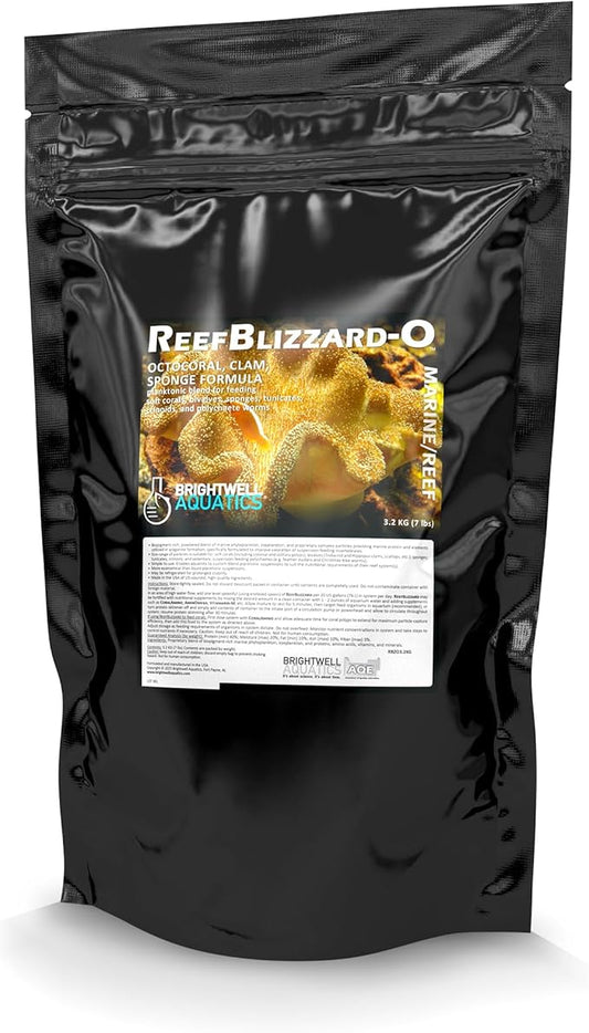 Brightwell Aquatics Reef Blizzard O - Powdered Planktonic Food Blend for Soft Corals, Bivalves, Sponges, Tunicates, Crinoids & Polychaete Worms, 3.2 kg