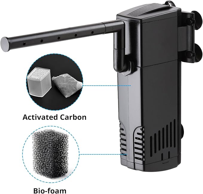 NICREW Aquarium Internal Filter, Submersible Power Filter for Fish Tanks 40-66 Gallon, 264 GPH