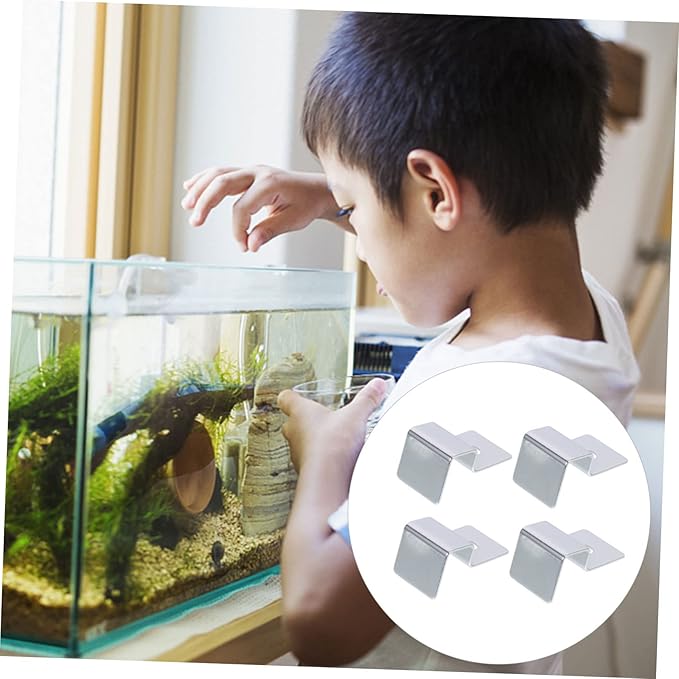 Kisangel 12pcs Stainless Steel Fish Tank Lid Clips Aquarium Cover Holders Easy Install Bracket Supports for Thick Glass Fish Tank Accessories