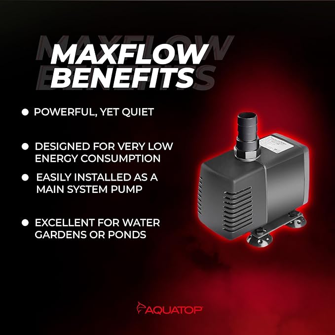 Aquatop MaxFlow Submersible Pump 343 GPH – Adjustable Flow for Aquariums, Sumps, Statuary – Efficient Water Circulation, SWP-1300 – Easy to Install