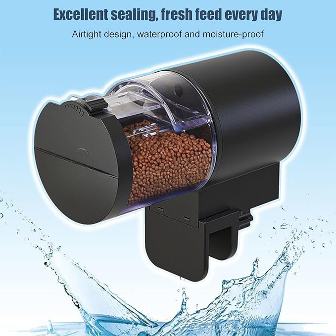 Automatic Feeder - 100ml Battery Operated with Timer, Large Capacity Fish Automatic Feeder | for Small Tank Turtle Shrimp Home Apartment Office Travel Vacation Weekend