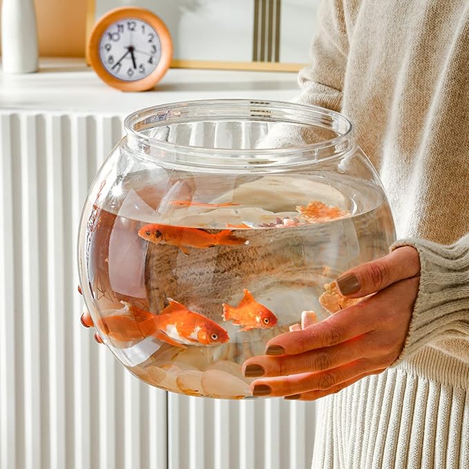 Ipetboom Glass Vase Desk Fish Tank, 1 Pc Round Fish Bowl Clear Small Fish Tank Desktop Fish Bowl Transparent Small Aquarium