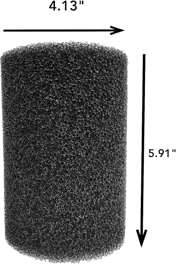 ViaAqua 2 Pack X-Large Overflow Filter Box Intake Round Pre-Filter Foam Sponge 5.91" x 4.13" for Aquariums and Ponds (Coarse 25PPI)