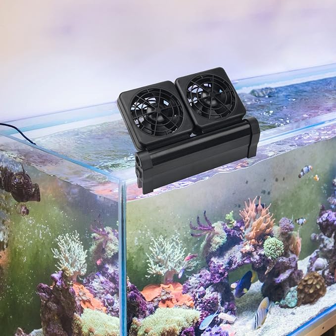 Aquarium Fan 2 3 4 Heads, Aquarium Chillers Cooling Fan Adjustable Fish Tank Cooling Fan with 2 Wind Speed Fan for Water Tank, Aquarium Tank Chiller (2 Head)