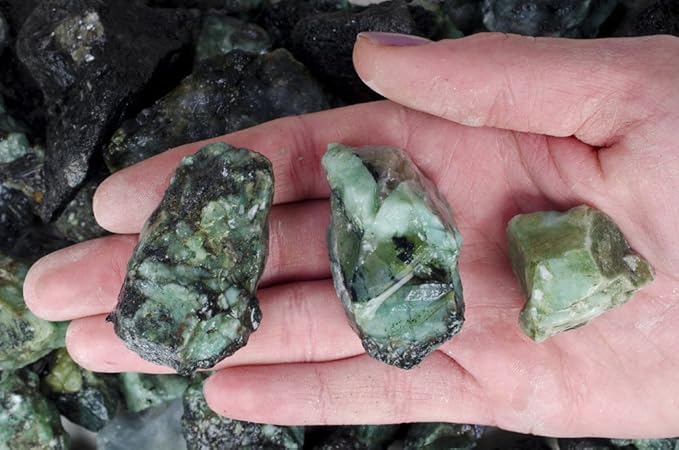 Fantasia Materials: 1 lb of Emerald Rough Stones from Brazil - Grade 1