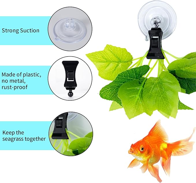 SLSON Fishes Veggie Seaweed Plant Suction Cup Clip Feeding Tool Feed Holder Aquarium Accessories for Fish Tank Fish Feeder Clips (6Pack Black)