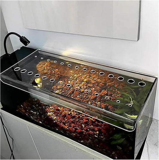 Aquarium Anti-Jump Cover， Aquarium Anti-Jumping Lid with Hole for Profecting Fish Reptiles Turtles from Jumping Out(L45xW40cm(17.7x15.7in))