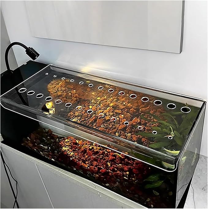 Aquarium Anti-Jump Cover， Aquarium Anti-Jumping Lid with Hole for Profecting Fish Reptiles Turtles from Jumping Out(L90xW35cm(35.4x13.8in))