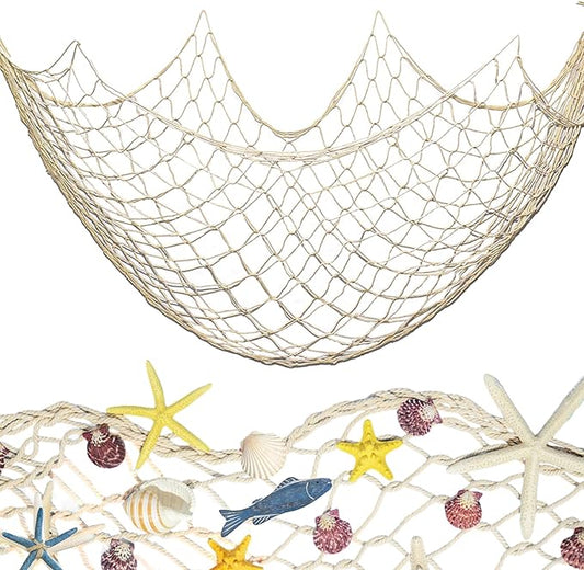Fishing Net Decoration 79 x 39 Inch Natural Decorative Fish Net,Fish Netting for Decoration,Birthday Decorations Fishnet Decor,Decorative Fishing Nets for Wedding Beach Party