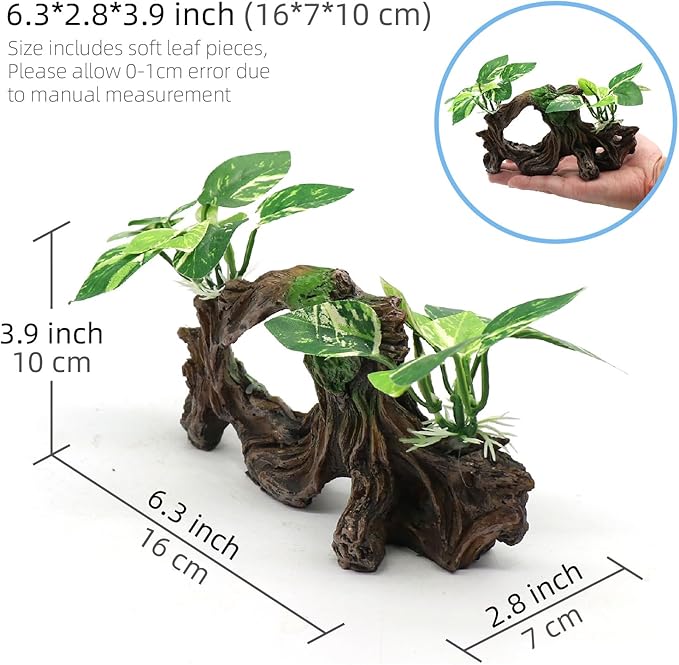 relaqcc Fish Tank Decorations Artifical Driftwood Cave Aquarium Decor Ornaments Silk Aquarium Plants for Betta Fish Tank Accessories