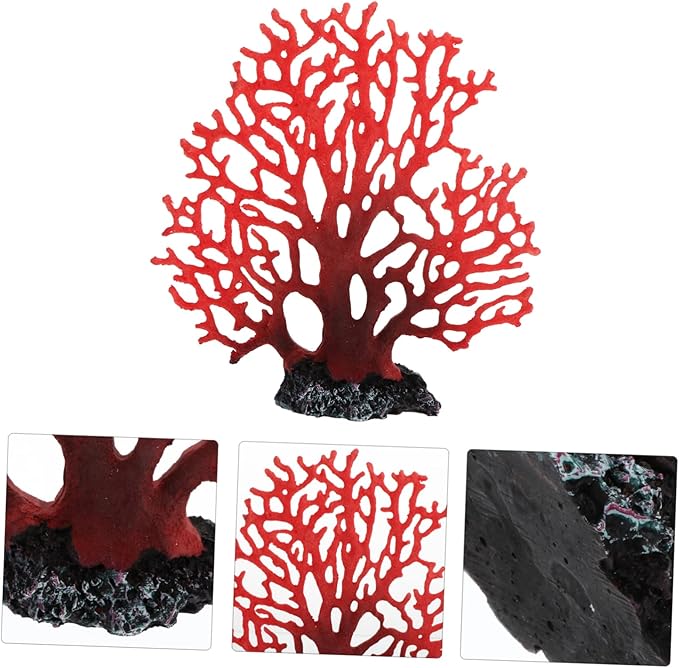 SUPVOX 1pc Artificial Coral Aquarium Coral Ornaments Landscaping Decor Resin Coral Adornment Fish Tank Coral Decor Tabletop Ornament Red Coral Ornament Red Coral Adornment, 22.5X20CM