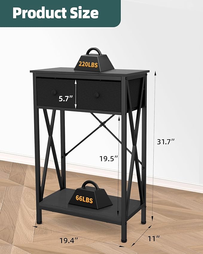 Fish Tank Stand for 5-10 Gallon Fish Tank: Aquarium Stand with Accessories - Metal 10 Gallon Tank Stand with Cabinet Drawer Storage for Turtle Tank, Reptile Terrarium (Black, 220LBS Capacity)
