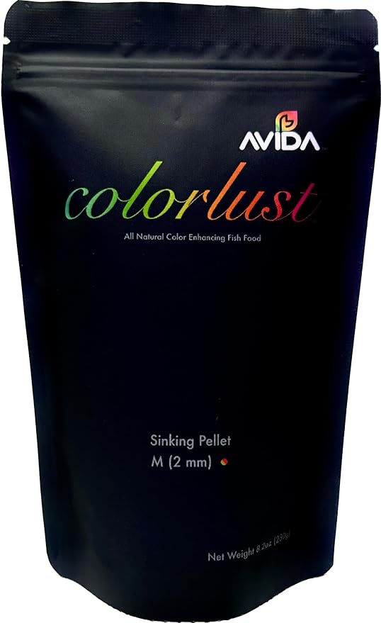AVIDA Colorlust 8.2oz | All Natural Color Enhancing Fish Food with Astaxanthin | Medium Sinking Pellet (2 mm)