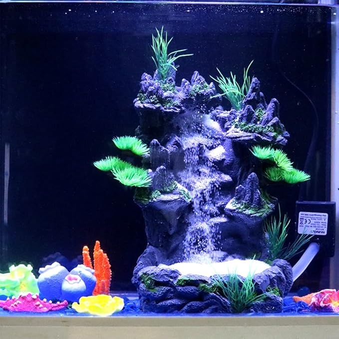 Aquarium Decoration Artificial Resin Stone Rock Mountain Fish for Tank Sand Waterfall Landscape with Realistic Aquarium Mountain Decorations
