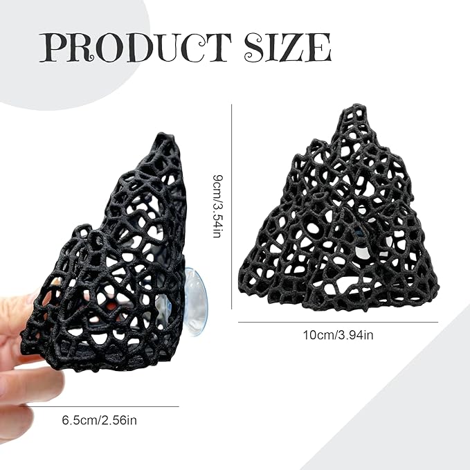 Cave with Suction Cup, Aquarium Betta Fish Hideout Habitat Decor, Stable Resting Hiding Place for Cherry Shrimp, Dwarf Shrimp, Guppy and Small Fish (Black)