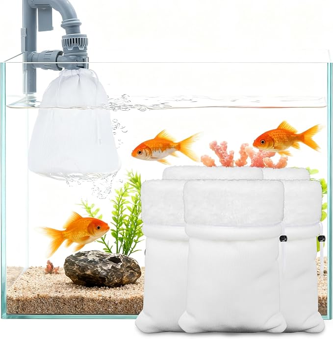 MAQIHAN 5PCS Aquarium Filter Socks - Aquarium Socks 5.9 x 10.6in Filter Bags Filter Media for Saltwater Fish Tank, Aquarium, Ponds, Garden, Saltwater, Fershwater, Plant, Trutle