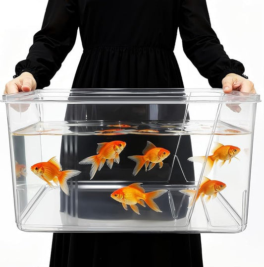 Geelin 7 Gallon Plastic Fish Tank Large Bowl Shatterproof with Crystal Clear Clarity for Terrarium, Flower Vase Centerpiece Gift for Fish Lovers (Square)