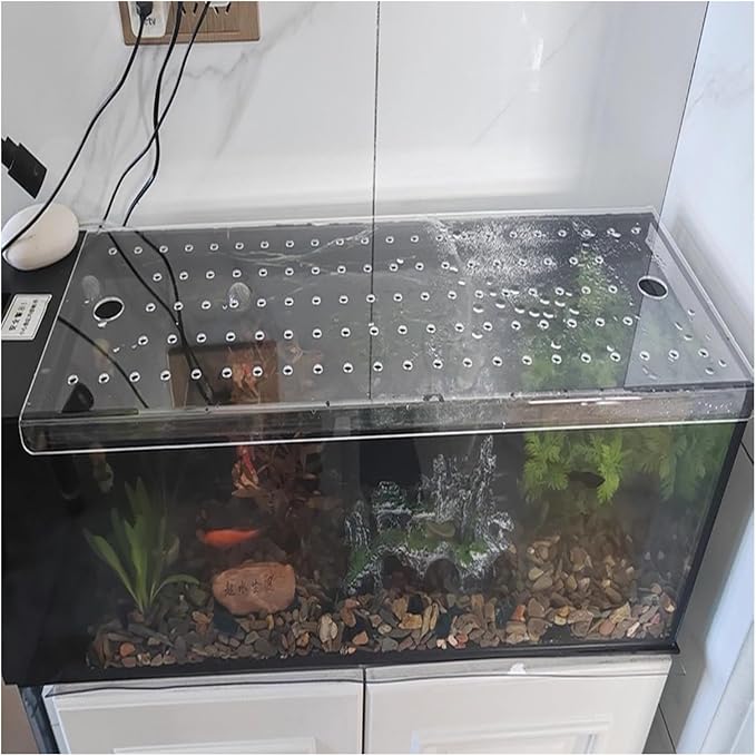 LZMZMQ Acrylic Clear Fish Tank Cover, 20x10 24x18 30x12 36x18inch Custom Square Aquarium Anti-Jumping Lid with Feeding Port, Avoid Cat Catching Fish(L35xW20in/88.9x50.8cm)