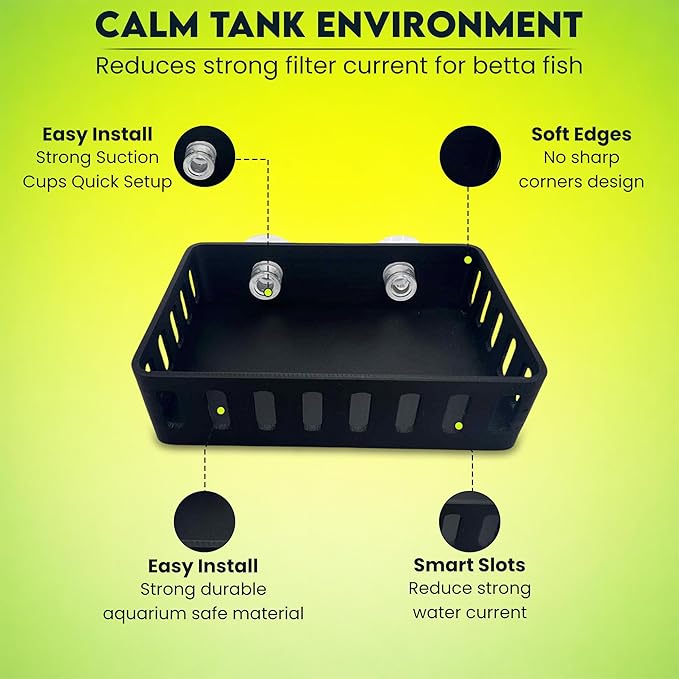 Square Aquarium Filter Baffle, Universal HOB Filter Compatible, Slow Flow Design for Betta Fish and Shrimp Tanks (Small)