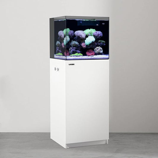 LANDEN Aquarium Wooden Stand and Cabinet for up to 20 Gal Tank, W17.7xD17.7xH31.5 in, Fish Reptile Sea Salt Water Tank Stand, Nano Foam Leveling Mat Included, Matte White Painted(Stand Only)