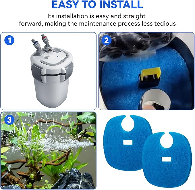 2 Pcs Coarse Sponge Filter Media Replacement for AquaTop Coarse Blue Filter Sponge Pad, Fits for Forza FZ9 Canister Filter, Traps Large Waste for Cleaner Water, for Fresh & Saltwater Fish Tank