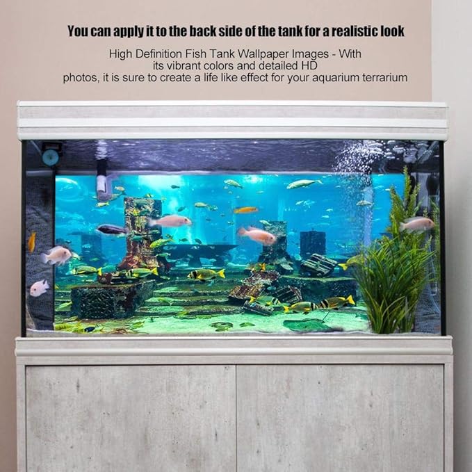 Fdit PVC Aquarium Background Underwater Poster Fish Wall Decorations Sticker for Aquarium (76 * 46cm)
