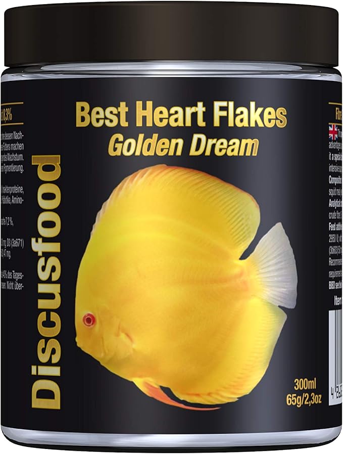 Discusfood Best Heart Flakes Golden Flakes - Premium Fish Food - 65g