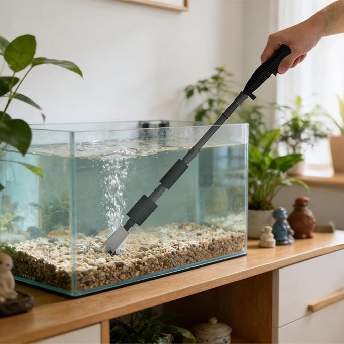 Electric Aquarium Water Changer, USB-Powered Automatic 2-in-1 Gravel Cleaner Sand Washer Debris Vacuum, Brushless Motor, Adjustable Pole, 4.9 Ft Drain Pipe