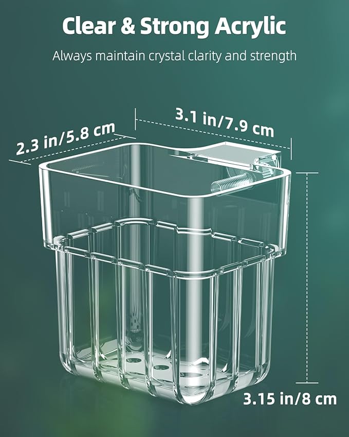 Pawfly 2 Pcs Clear Acrylic Aquarium Plant Holder for Fish Tanks, Top Hanging Fish Tank Planting Holder with Hook, Adjustable Aquarium Planter Cup